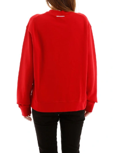Shop Dsquared2 Icon Sweatshirt In Red White Print (red)