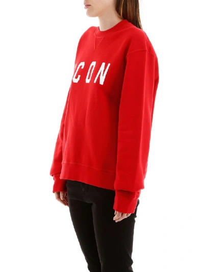 Shop Dsquared2 Icon Sweatshirt In Red White Print (red)