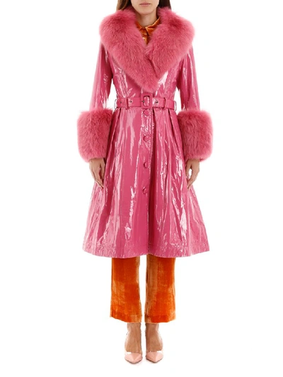 Shop Saks Potts Foxy Gloss Coat In Neon Pink (fuchsia)