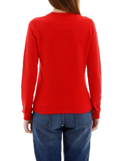 Shop Kenzo Sweatshirt With Tiger Embroidery In Rouge Moyen (red)