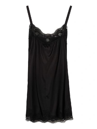 Shop Dolce & Gabbana Silk Dress With Lace Detail In Black