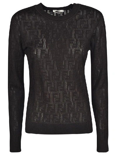 Shop Fendi Logo Sweater In Black