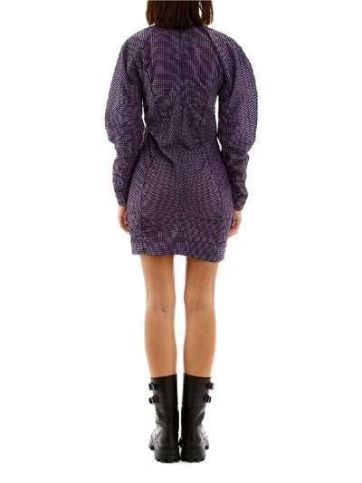 Shop Ganni Check Mini Dress In Deep Lavender (purple)