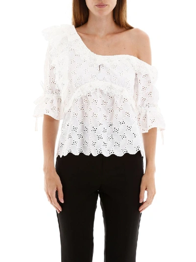 Shop Self-portrait Lace Top In Ivory (white)