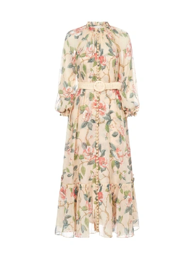 Shop Zimmermann Kirra With Belt Dress In Peach Magnolia