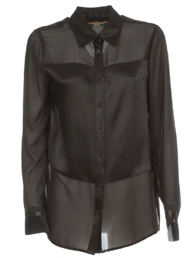 Shop Michael Michael Kors Combo Sateen Shirt L/s Viscose In Black