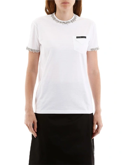 T-shirt With Crystals In White