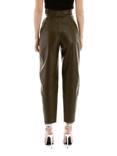 Shop Attico Butterfly Leather Pants In Verde Militare (green)