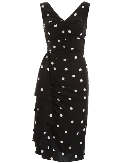 Shop Dolce & Gabbana Polka Dots Dress In Pois Bco Fdo Nero (black)