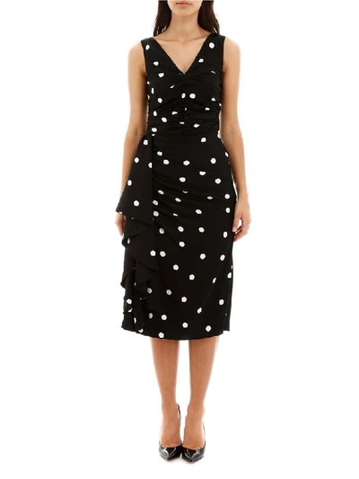 Shop Dolce & Gabbana Polka Dots Dress In Pois Bco Fdo Nero (black)