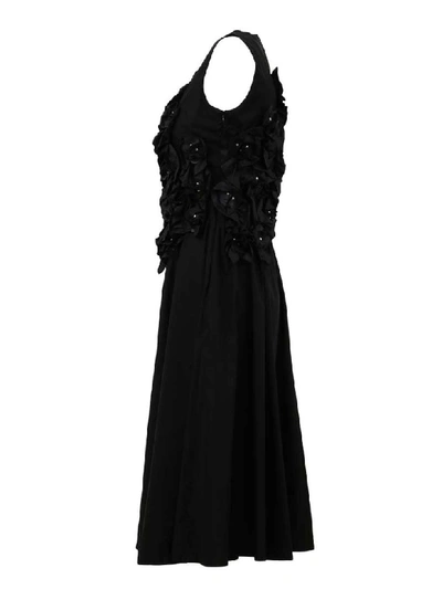 Shop Moncler Black Nylon Ruched Dress