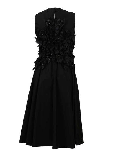 Shop Moncler Black Nylon Ruched Dress