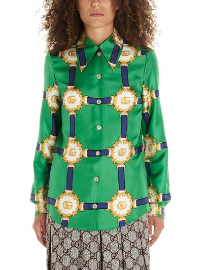 Shop Gucci Gg Doubloon Shirt In Green