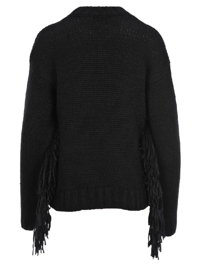 Shop Alanui Fringed Knitted Sweater In Black