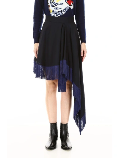 Shop Calvin Klein Fringed Skirt In Blu Scuro (blue)