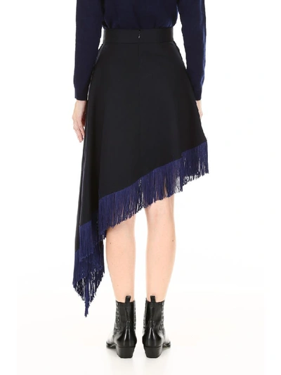 Shop Calvin Klein Fringed Skirt In Blu Scuro (blue)