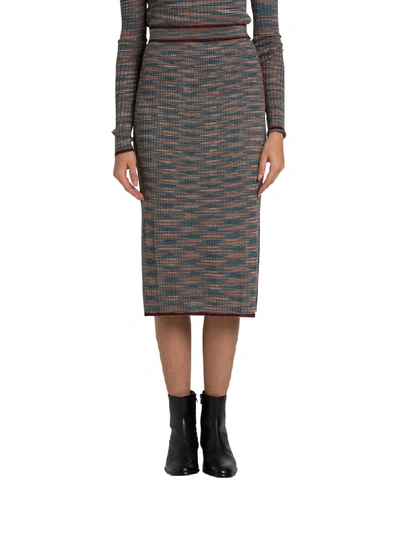 Shop M Missoni Shot Knit Midi Skirt With Lurex Details In Grigio