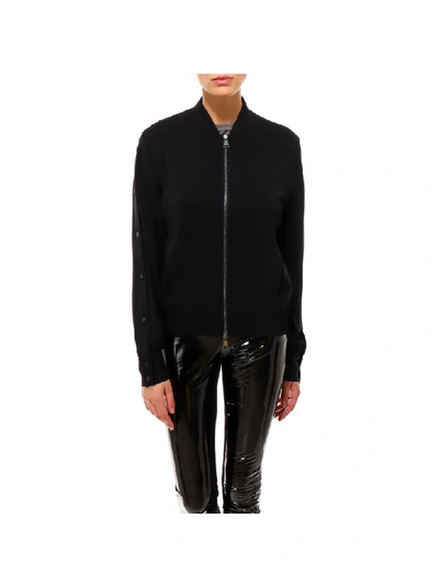 Shop Karl Lagerfeld Bomber With Snap Sleeves Jacket In Black