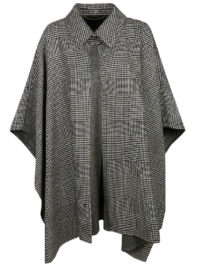 Shop Ermanno Scervino Checked Cape In Grey