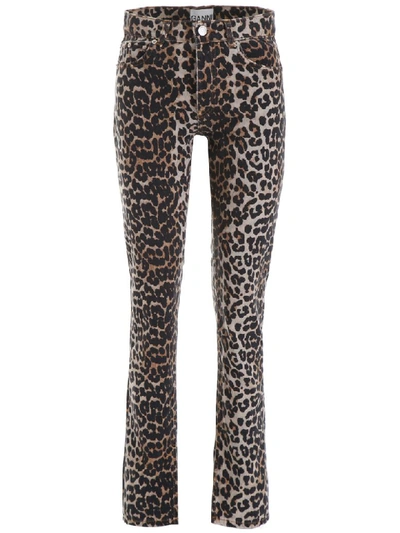 Shop Ganni Leopard-printed Jeans In Leo (brown)