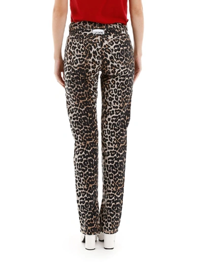 Shop Ganni Leopard-printed Jeans In Leo (brown)