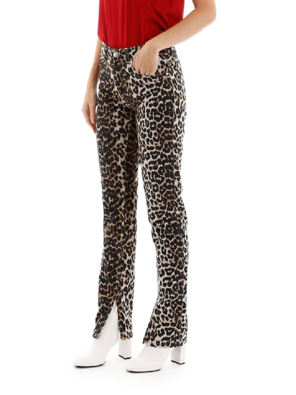 ganni leopard jeans