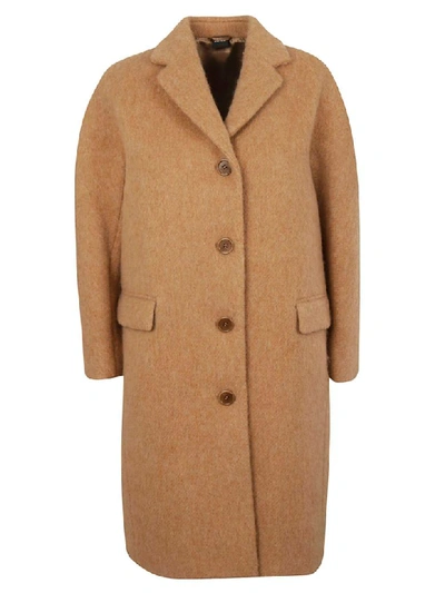 Shop Aspesi Oversize Buttoned Coat In Camel