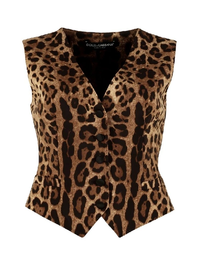Shop Dolce & Gabbana Single-breasted Vest In Brown