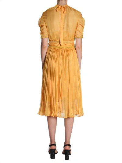Shop Self-portrait Pleated Midi Dress In Giallo