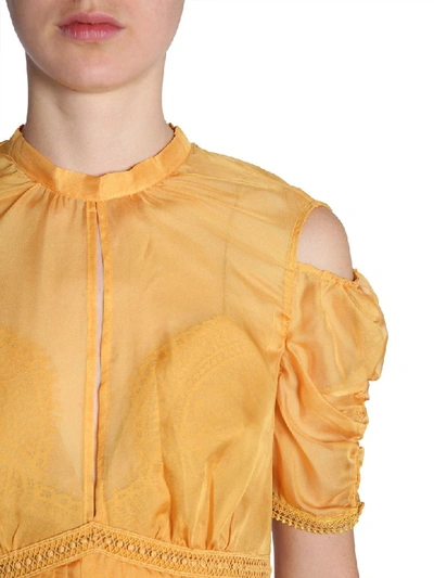 Shop Self-portrait Pleated Midi Dress In Giallo