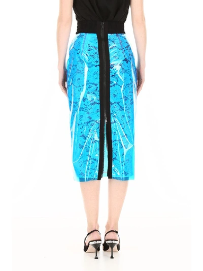 Shop N°21 Lace And Pvc Pencil Skirt In Blue (blue)