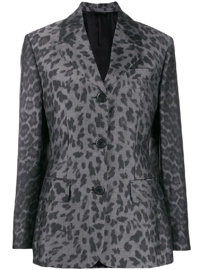 Shop Prada Jacket Leopard In Nero