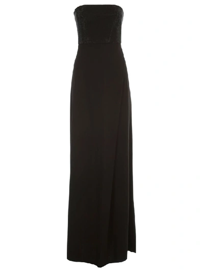 Shop Emporio Armani Long Dress Brassiere W/paillettes In Nero