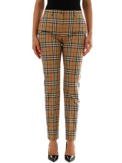 Shop Burberry Vintage Check Trousers In Beige