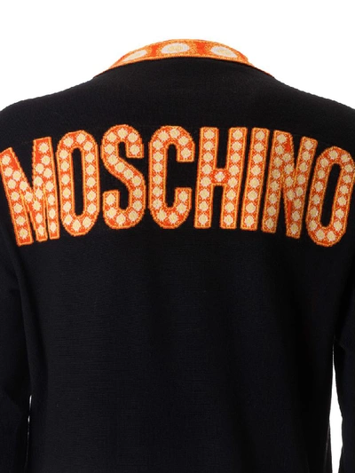 Shop Moschino Logo Sweater Dress In Multicolor