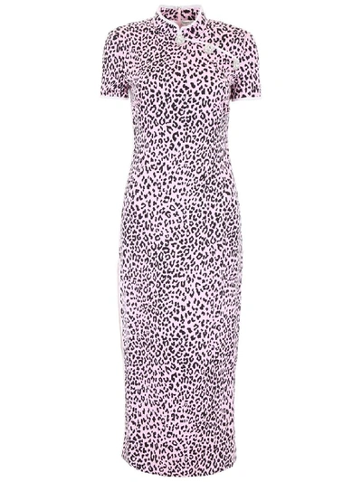 Shop Alessandra Rich Leopard-printed Dress In Light Pink (pink)