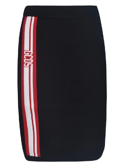 Shop Gcds Side Stripe Logo Skirt In Black