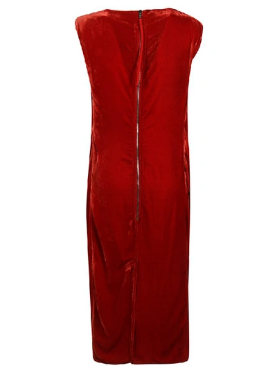 Shop Rick Owens Slash Neck Ellipse Dress In Red