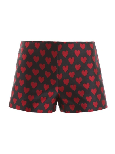 Shop Red Valentino Jacquard Hearts Shorts In Nero (black)