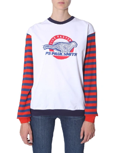 Shop Ps By Paul Smith Long Sleeved T-shirt In Bianco