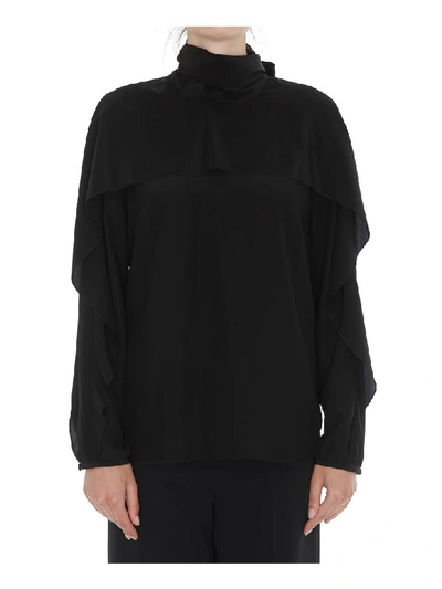 Shop Red Valentino Volant Detail Top Shirt In Black