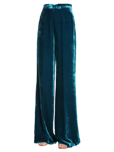Shop Etro Velvet Trousers In Azzurro