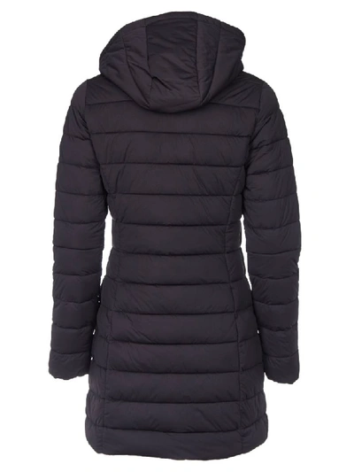 Shop Save The Duck Slim Fit Dark Down Jacket With Logo In Blue