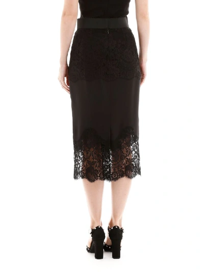 Shop Dolce & Gabbana Midi Skirt With Lace In Nero (black)