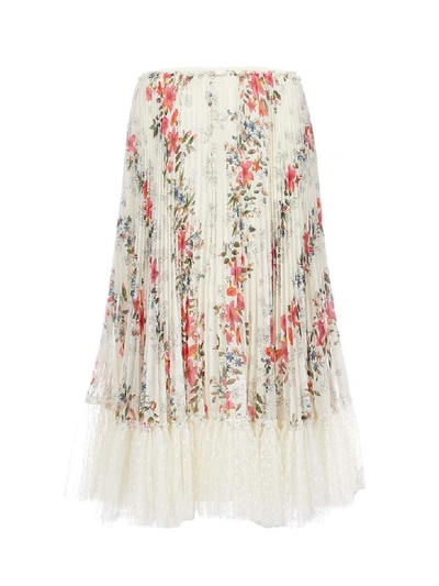 Shop Red Valentino Pleated With Point Desprit Skirt In Latte