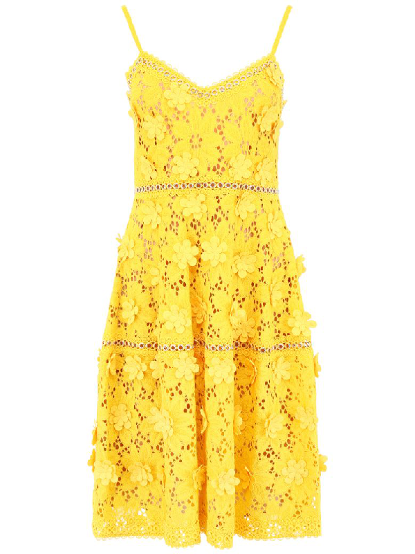 michael kors embroidered lace tiered dress