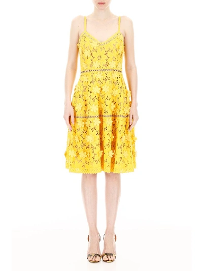Shop Michael Michael Kors Lace Dress In Glden Yellow (yellow)