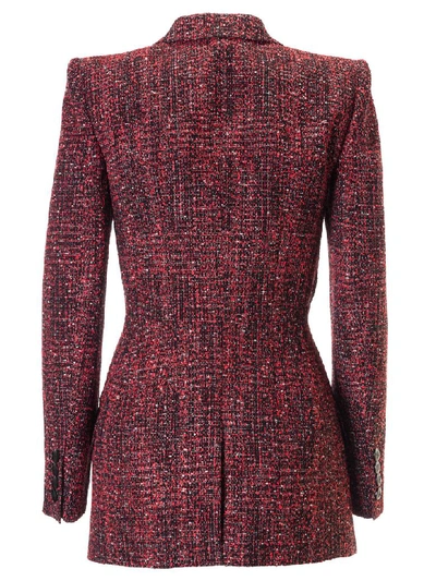 Shop Givenchy Double Breasted Fitted Waist Blazer In Red/black