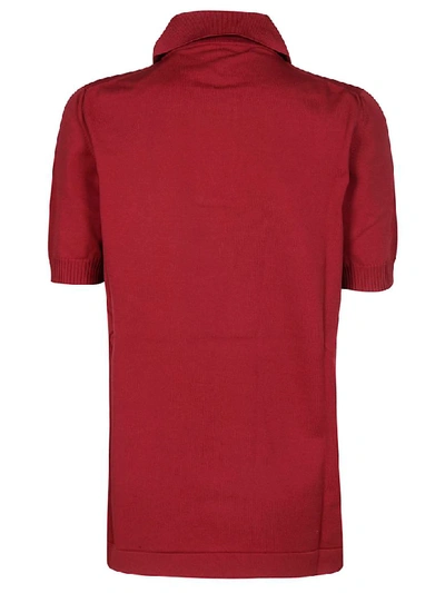 Shop Miu Miu Logo Patch Polo Shirt In Red