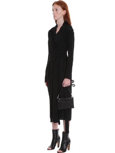 Shop Rick Owens Wrap Ls Dress Dress In Black Silk